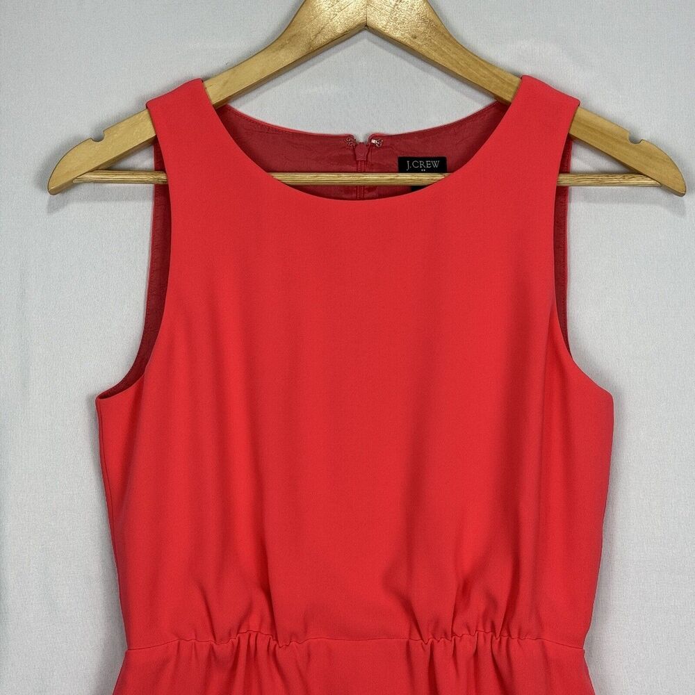 J.Crew Pink Sleeveless Dress Size 0 Round Neck Sheath Fitted Elastic Cinch Waist - Picture 3 of 12